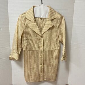 Tesori, Women's Jacket, XS, Lt. Gold/Cream striped, 55% Silk/45% Cotton
